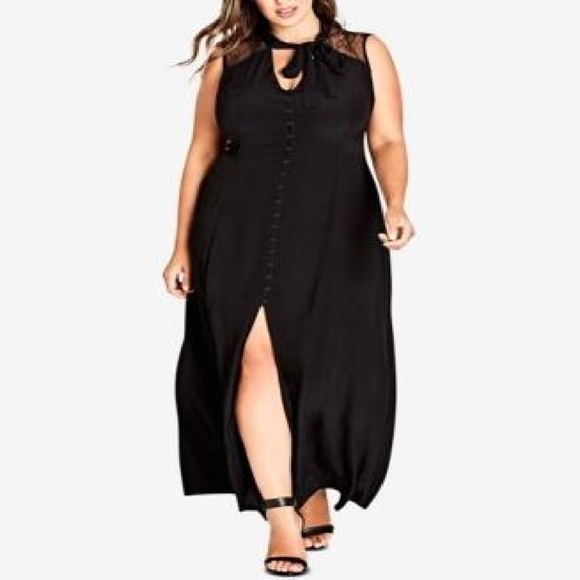 City Chic Dresses & Skirts - City Chic Trendy Plus Size Button-Front Black 20W